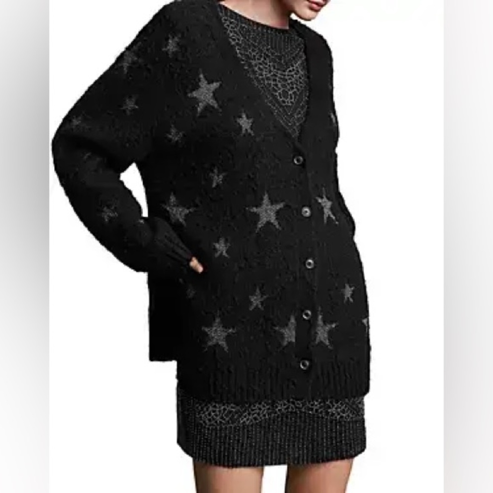 $300 ALL SAINTS Starry Alpaca Wool Cardigan Sweater Jacket Oversized
